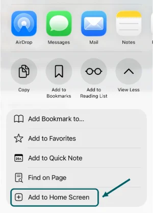 Tap Add to Home Screen