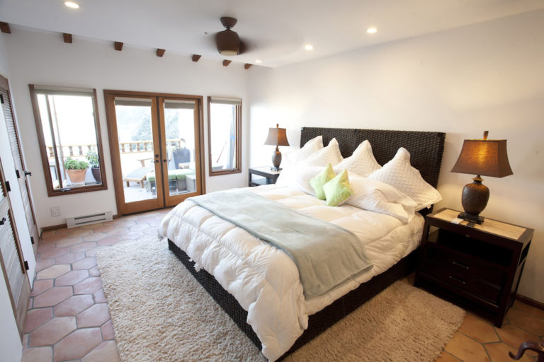 Bedroom with king bed and French doors